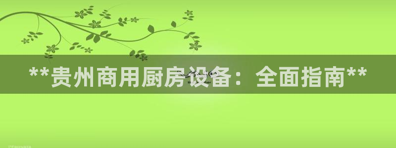 凯时网上官方网站：**贵州商用厨房设备：全面指南**